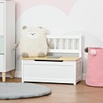 Homcom 2-in-1 Wooden Toy Box Seat Bench Storage Chest Cabinet Organizer With Safety Pneumatic Rod 60 X 30 X 50cm White