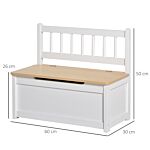 Homcom 2-in-1 Wooden Toy Box Seat Bench Storage Chest Cabinet Organizer With Safety Pneumatic Rod 60 X 30 X 50cm White