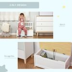 Homcom 2-in-1 Wooden Toy Box Seat Bench Storage Chest Cabinet Organizer With Safety Pneumatic Rod 60 X 30 X 50cm White