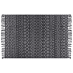 Rug Light Black Wool Polyester 160 X 230 Cm Geometric Pattern Tassels Boho Modern Beliani