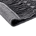 Rug Light Black Wool Polyester 160 X 230 Cm Geometric Pattern Tassels Boho Modern Beliani
