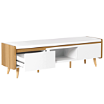 Tv Stand Light Wood And White Particle Board For Up To 66 ʺ With 2 Drawers Scandinavian Style Beliani