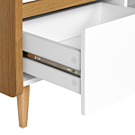 Tv Stand Light Wood And White Particle Board For Up To 66 ʺ With 2 Drawers Scandinavian Style Beliani