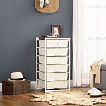 Homcom Chest Of Drawers, 6-drawer Storage Organiser Unit With Steel Frame For Bedroom, Living Room, White