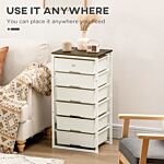 Homcom Chest Of Drawers, 6-drawer Storage Organiser Unit With Steel Frame For Bedroom, Living Room, White