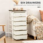 Homcom Chest Of Drawers, 6-drawer Storage Organiser Unit With Steel Frame For Bedroom, Living Room, White