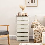 Homcom Chest Of Drawers, 6-drawer Storage Organiser Unit With Steel Frame For Bedroom, Living Room, White