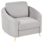 Armchair Fabric Grey Gold Metal Legs Club Chair Curvy Retro Living Room Beliani