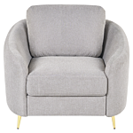 Armchair Fabric Grey Gold Metal Legs Club Chair Curvy Retro Living Room Beliani