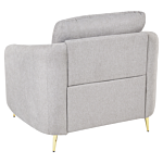 Armchair Fabric Grey Gold Metal Legs Club Chair Curvy Retro Living Room Beliani