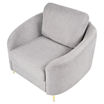 Armchair Fabric Grey Gold Metal Legs Club Chair Curvy Retro Living Room Beliani