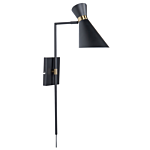 Wall Lamp Black Metal Adjustable Shade Gold Accents Modern Industrial Style Living Room Office Bedroom Beliani