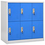 Vidaxl Locker Cabinets 2 Pcs Light Grey And Blue 90x45x92.5 Cm Steel