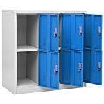 Vidaxl Locker Cabinets 2 Pcs Light Grey And Blue 90x45x92.5 Cm Steel