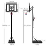 Sportnow Height Adjustable Basketball System, Freestanding Basketball Hoop And Stand W/ Wheels, 2.35-3.05m