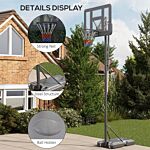 Sportnow Height Adjustable Basketball System, Freestanding Basketball Hoop And Stand W/ Wheels, 2.35-3.05m