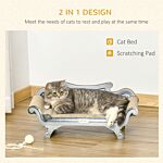 Pawhut Cat Scratching Board With Catnip, Cardboard Scratcher Lounger Bed, 60 X 29 X 26.5cm