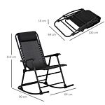 Outsunny Garden Rocking Chair Folding Outdoor Adjustable Rocker Zero-gravity Seat With Headrest Camping Fishing Patio Deck - Black