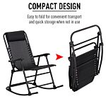 Outsunny Garden Rocking Chair Folding Outdoor Adjustable Rocker Zero-gravity Seat With Headrest Camping Fishing Patio Deck - Black