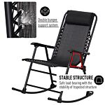 Outsunny Garden Rocking Chair Folding Outdoor Adjustable Rocker Zero-gravity Seat With Headrest Camping Fishing Patio Deck - Black