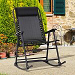 Outsunny Garden Rocking Chair Folding Outdoor Adjustable Rocker Zero-gravity Seat With Headrest Camping Fishing Patio Deck - Black