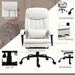 Vinsetto Vibration Massage Office Chair W/ Heat, Microfibre Computer Chair W/ Footrest, Lumbar Support Pillow, Armrest, Reclining Back, Cream White