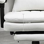 Vinsetto Vibration Massage Office Chair W/ Heat, Microfibre Computer Chair W/ Footrest, Lumbar Support Pillow, Armrest, Reclining Back, Cream White