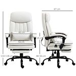 Vinsetto Vibration Massage Office Chair W/ Heat, Microfibre Computer Chair W/ Footrest, Lumbar Support Pillow, Armrest, Reclining Back, Cream White