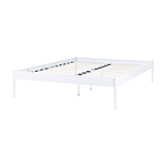 Bed Frame White Metal 140 X 200 Cm Double Size Plywood Slats Industrial Minimalist Beliani