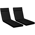 Outsunny Set Of 2 Outdoor Seat Cushion Set, Replacement Cushions For Rattan Furniture With Ties, 196 X 55 Cm, Black