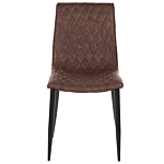 Set Of 2 Dining Chairs Brown Faux Leather Upholstered Quilted Backrest Black Legs Armless Vintage Design Beliani