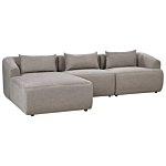 Right Hand 3 Seater Corner Sofa Taupe Fabric Upholstered Track Armrests Additional Cushions Minimalistic Modern Style Beliani