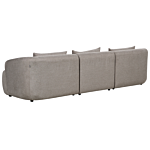 Right Hand 3 Seater Corner Sofa Taupe Fabric Upholstered Track Armrests Additional Cushions Minimalistic Modern Style Beliani