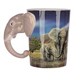 Ceramic Safari Printed Mug With Elephant Head Handle