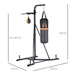 Homcom Freestanding Duo Punch Training Punchbag Sandbag Adjustable Height Home Agility Training Steel Frame