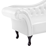 Chaise Lounge White Faux Leather Button Tufted Upholstery Right Hand Rolled Arms With Cushion Beliani