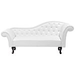 Chaise Lounge White Faux Leather Button Tufted Upholstery Right Hand Rolled Arms With Cushion Beliani