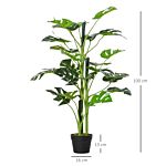 Outsunny 100cm/3.3ft Artificial Monstera Tree Decorative Cheese Plant 21 Leaves With Nursery Pot, Fake Tropical Palm Tree For Indoor Outdoor Décor