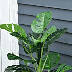 Outsunny 100cm/3.3ft Artificial Monstera Tree Decorative Cheese Plant 21 Leaves With Nursery Pot, Fake Tropical Palm Tree For Indoor Outdoor Décor