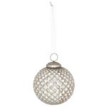 Metallic Silver Honey Comb Set Of 4 Large Baubles