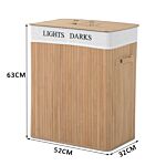 Homcom 100l Collapsible Natural Wood Laundry Hamper Organizer Clothes Washing Basket Bin Storage Box W/lid Removable Lining 52x32x63cm, Wood Color
