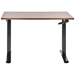 Manually Adjustable Desk Dark Wood Tabletop Black Steel Frame 120 X 72 Cm Sit And Stand Square Feet Modern Design Office Beliani