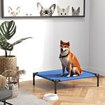 Pawhut Elevated Pet Bed Portable Camping Raised Dog Bed W/ Metal Frame Blue (medium)