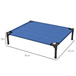 Pawhut Elevated Pet Bed Portable Camping Raised Dog Bed W/ Metal Frame Blue (medium)