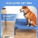 Pawhut Elevated Pet Bed Portable Camping Raised Dog Bed W/ Metal Frame Blue (medium)