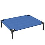 Pawhut Elevated Pet Bed Portable Camping Raised Dog Bed W/ Metal Frame Blue (medium)