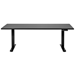 Electrically Adjustable Desk Black Tabletop Black Steel Frame 180 X 72 Cm Sit And Stand Square Feet Modern Design Beliani