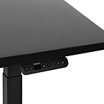 Electrically Adjustable Desk Black Tabletop Black Steel Frame 180 X 72 Cm Sit And Stand Square Feet Modern Design Beliani