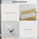 Homcom 2 Door Wardrobe White Wardrobe With Drawers And Hanging Rod For Bedroom Clothes Organisation And Storage