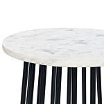 Side Table White Marble Top Black Metal Frame 36 X 36 Cm Round Glam Modern Living Room Bedroom Beliani